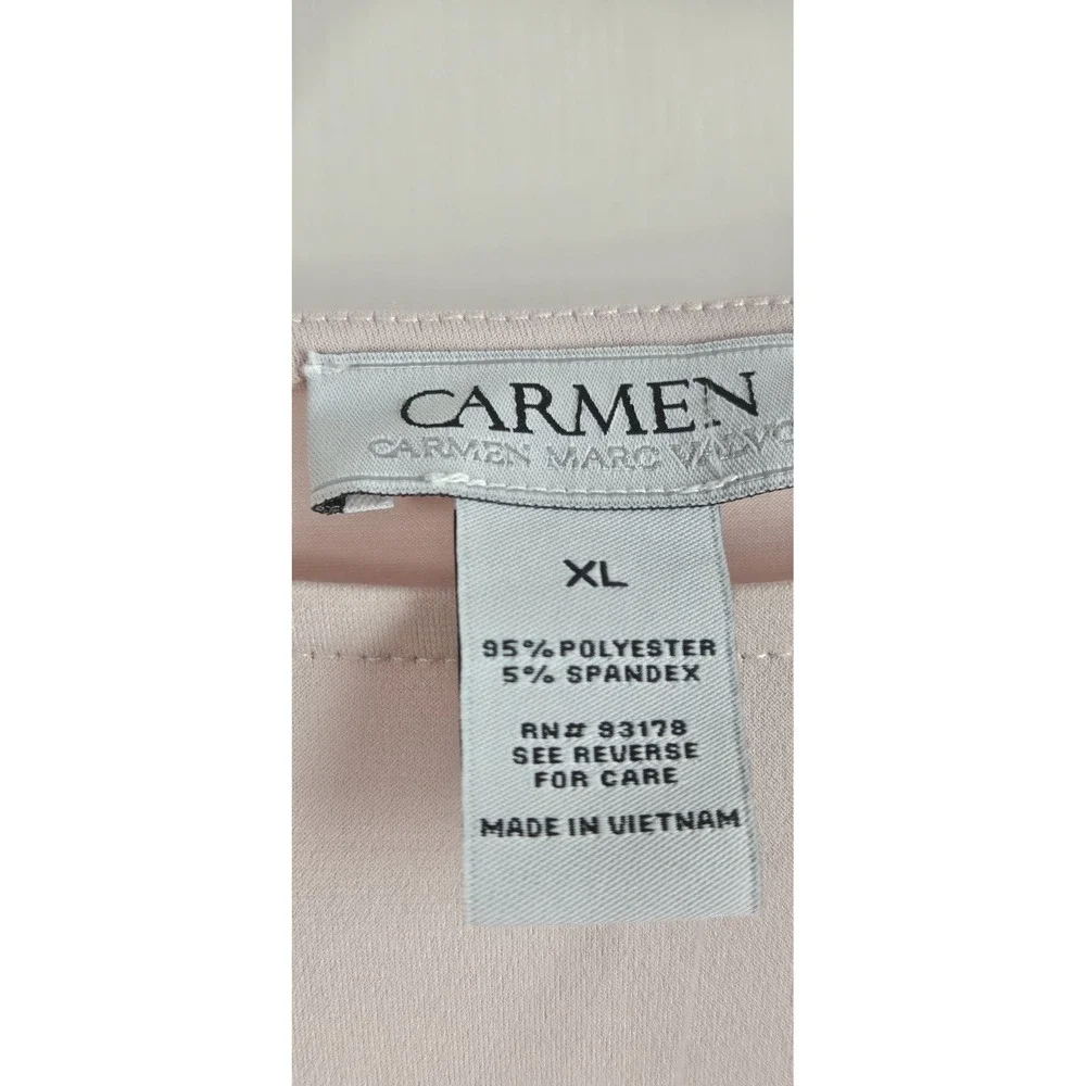 NWT CARMEN MARC VALVO womens pink  elbow ruffle sleeves top‎ Sz XL - Picture 6 of 6